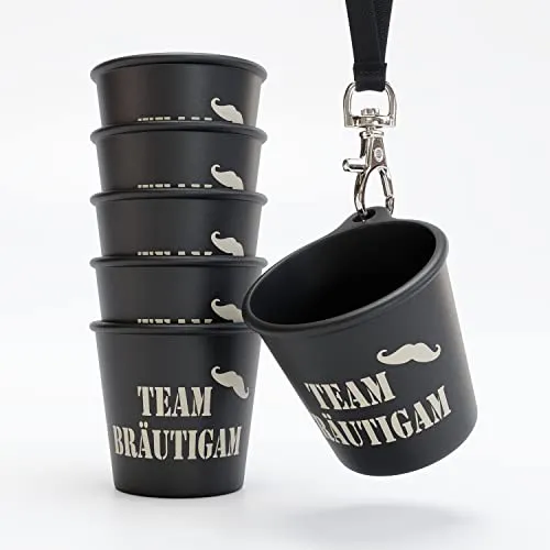 SoPro 6x Schnapsbecher zum Umhängen 4 cl wiederverwendbar in schwarz von SoPro