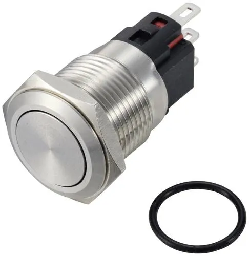 TRU COMPONENTS TC-12647484 Druckschalter 250 V/AC 3A 1 x Aus/(Ein) IP65 rastend Messing, verchromt 1St.