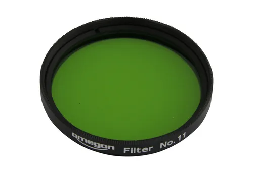 Omegon Teleskop Farbfilter #11 Gelbgrün 2'' - Für beeindruckende Planetenbeobachtungen - Kamera-Filter, steigert Kontraste für detailreiche Planetensicht, schlanke Aluminiumfassung, ideal für 2