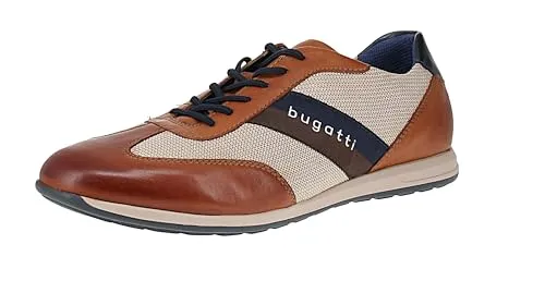Bugatti Sneaker Herren Leder/Textil - Braun - Größe 48 - Sportlicher Herrensneaker aus hochwertigem Leder und Textil für optimalen Tragekomfort. Mit abriebfester Gummisohle und herausnehmbarer Decksohle ideal für den Alltag.