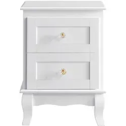 VASAGLE Nachttisch, mit jeweils 2 Schubladen, Beine aus Kiefernholz, 2 Stück - Weiß