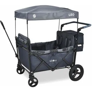 FableKids Bollerwagen Leo X4Plus mit Dach - Sicherer Transport für 4 Kinder - Bollerwagen mit 5-Punkt-Gurten für maximale Sicherheit, Offroad-Rädern und wasserabweisendem Dach. Ideal für Ausflüge mit der Familie.