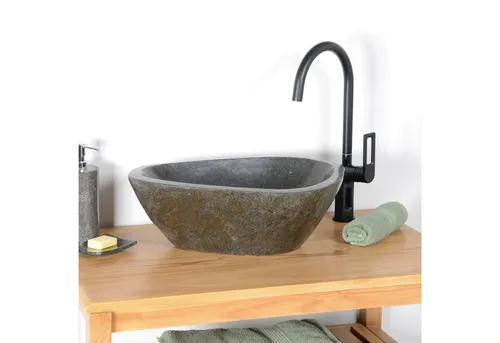 wohnfreuden Aufsatzwaschbecken Naturstein 40 cm rund, poliert - Elegantes Aufsatzwaschbecken aus hochwertigem Naturstein, rund und poliert. Ideal für moderne Badezimmergestaltung. Maße: 35 cm x 50 cm x 15 cm, Gewicht: 24 kg. Lieferung ohne Ablaufgarnitur.