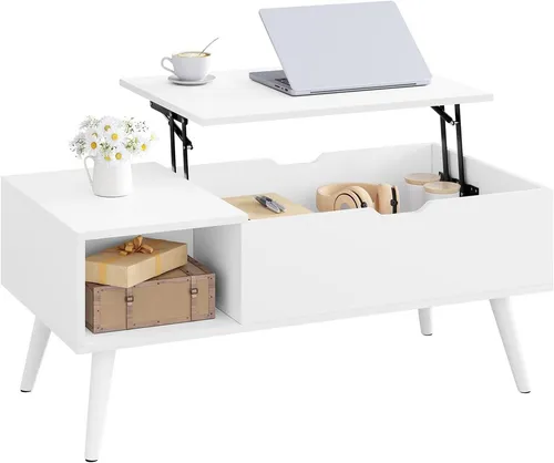 Woltu Couchtisch mit Hebeplatte in weiß von WOLTU