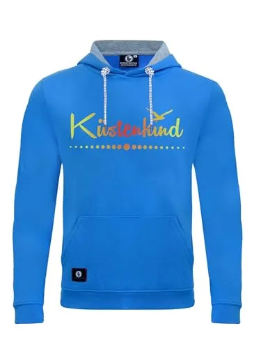 SCHIETWETTER Herren Hoodie Küstenkind, Kapuzenpullover für Frauen und Herren, Sweater, Langarm, maritim azuro-weiß L
