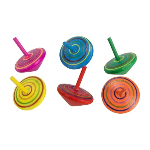 Kreisel Spirale aus Holz Kinder Holzkreisel 6er Set H 4 cm, D 3,5 cm - 6473