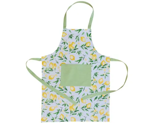matches21 HOME & HOBBY Kochschürze Latzschürze DEBBIE weiß Küchenschürze mit Zitronen-Druck Baumwolle, (1-tlg), Nackenband & aufgesetzte Tasche 100% Baumwolle