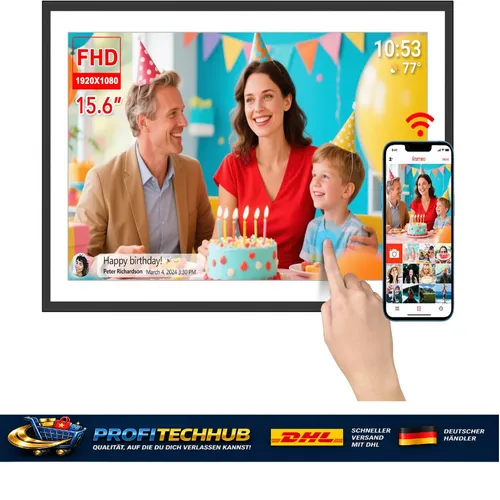 FRAMEO Digitaler Fotorahmen 15,6 Zoll – WiFi & Touchscreen