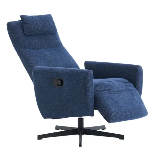 Fernsehsessel mit Fußstütze aus Chenille - Fernseh- & Relaxsessel mit neigbarer Rückenlehne von 110° bis 150°, ergonomischem Kopfkissen und 360° Drehfunktion – ideal für entspannte Fernsehabende.