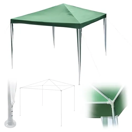 KADAX Klappbarer Gartenpavillon 2,9x2,9m – Moderner, wetterfester Faltpavillon in Grün - Pavillon mit modernem Design, wetterfestem Material und einfachem Aufbau. Ideal für Gartenpartys und als Schattenspender.