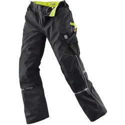 Terrax Kinder-Bundhose schwarz/limette | Größe: 140 - Arbeits- & Schutzkleidung, strapazierfähig mit elastischen Einsätzen für optimalen Halt und zusätzlichen Knieschutz durch Polstertaschen, ideal für aktive Kinder beim Spielen im Freien.