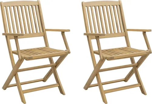 vidaXL Klappstuhl mit Latten-Design aus Akazienholz, 2er Set