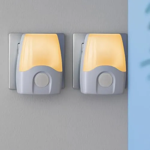 MeLiTec LED-Steckernachtlicht N16, im 2er-Set, einstellbare Lichtfarbe, Betrieb über Steckdose, weiß, für Kinder, Einschaltung bei Dämmerung oder Dauerlicht