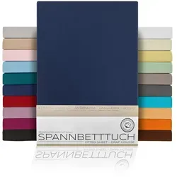 Beautex Spannbettlaken Spannbetttuch Bettlaken aus gekämmter Baumwolle Premium Jersey 160g/m2, Jersey, Gummizug: rundum, (1 Stück) blau 140 cm x 200 cm