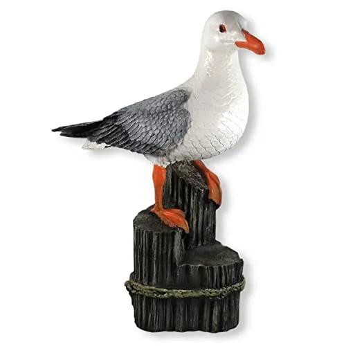 colourliving Gartenfigur Möwe auf Poller - Maritime Dekofigur, handbemalt und wetterfest, ideal für Garten und Terrasse – bringt Urlaubsstimmung in Ihr Zuhause!