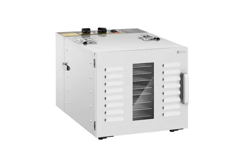 Royal Catering RCDA-1000/59S Dörrgerät - Dörrautomaten mit 1.000 W Heizelement, ideal zum Trocknen von Obst. Mit 10 entnehmbaren Etagen und einstellbarem Temperaturbereich von 40 - 90 °C für perfekte Ergebnisse.