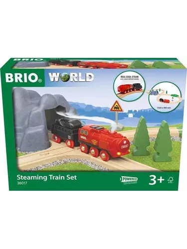 Brio Steaming Train Set - BRIO 36017 Spielzeugfahrzeug, interaktive Dampflok mit Zubehör für kreatives Spielen und fantasievolle Abenteuer