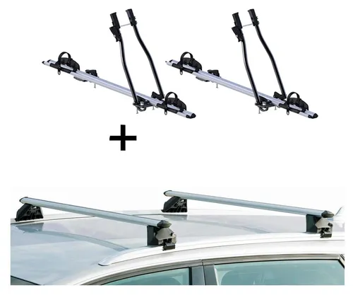 2xFahrradträger SAGITTAR + Relingträger CRV107A für Audi A4 Kombi (B8) 2008-2015