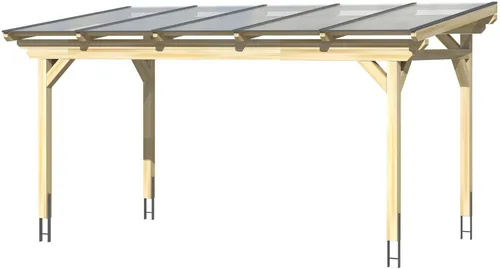 Skan Holz Terrassenüberdachung Sanremo 541 x 300 cm - Freistehende Terrassenüberdachung aus Leimholz mit stabilen Polycarbonat-Doppelstegplatten, ideal für sofortigen Aufbau ohne Wandmontage und mit hoher Langlebigkeit dank Pfostenankern.