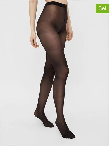 Pieces 2er-Set: Strumpfhosen in Schwarz - DEN 20, Größe S/M, Damen