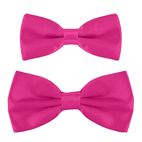 DonDon Vater-Sohn Fliegen Set im Partnerlook, bereits gebunden und verstellbar - Pink