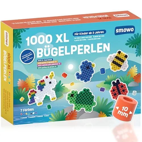 Smowo® Große 10mm Bügelperlen 1000 Stück für Kinder ab 3 Jahren