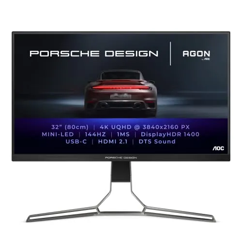 AOC AGON Pro PD32M - 32 Zoll UHD Gaming Monitor, 144 Hz, 1ms, HDR1400, FreeSync Premium Pro (3840x2160, HDMI 2.1, DisplayPort, USB-C, USB Hub) schwarz