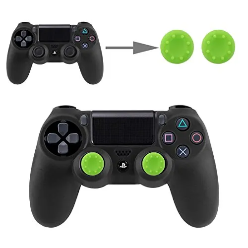 Controller Aufsätze Thumbsticks Analog Stick Kappen Silikon Schutzkappen Control Sticks für DualShock Gamepad Sony Playstation PS4 Pro, PS4, PS3, PS2, Xbox One X, Xbox 360, Nintendo Switch in Grün