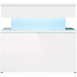 Mirjan24 Nachttisch Weiß mit Schublade – 55x51x39 cm - Eleganter Nachttisch aus Holzwerkstoff mit grifflosen Push-to-Open-System. Ideal für das Schlafzimmer, bietet Platz für alles Wichtige und sorgt für Ordnung.