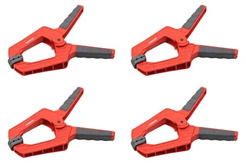 Meister Federzwinge - Set mit 4 Stück - 100 mm Spannweite - Bewegliche Spannbacken - Sicheres & einhändiges Fixieren von Werkstücken / Profi-Leimzwinge / Universalklemme / Montageklemme / 5217120