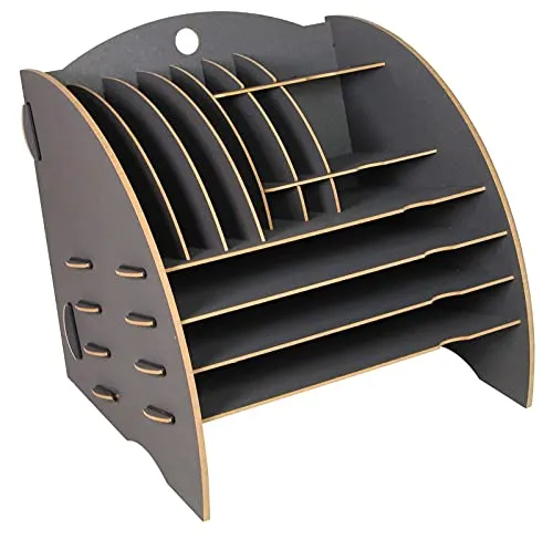 Werkhaus Big Organizer - Schreibtischablage in dunkelgrau - Büro Aufbewahrung & Organisation mit 16 Fächern, ideal für eine ordentliche und dekorative Schreibtischgestaltung aus hochwertigem Holz.