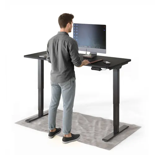 DESKSPACE PRO Plus Elektrisch Höhenverstellbarer Schreibtisch 140x70 cm – Schwarz mit Memory-Funktion - Vielseitiger elektrisch höhenverstellbarer Schreibtisch für Zuhause und Büro. Mit leiser Motorsteuerung und drei programmierbaren Höhen für individuellen Komfort. Ideal für eine flexible Arbeitsweise im Sitzen und Stehen.
