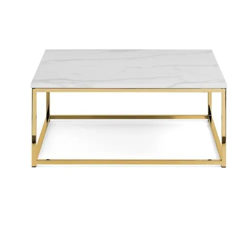Scala Couchtisch mit weißem Marmoreffekt und goldenen Akzenten