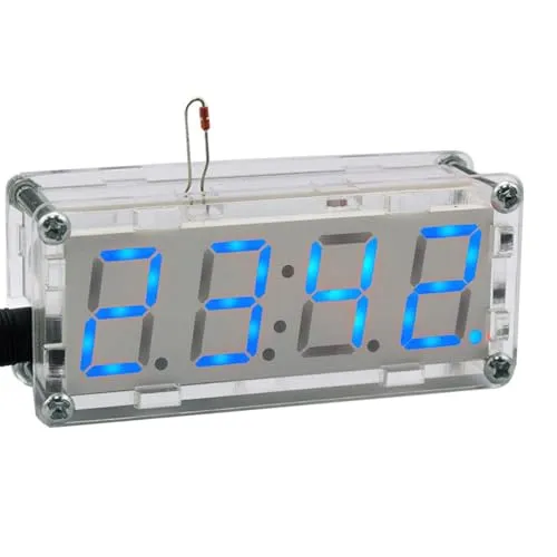 MakerMind Bausatz: Elektronische Uhr mit 4 Bit Display Blau ST15F204EA DS1302 DIY Löten