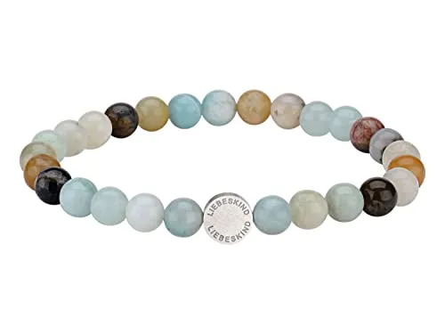 LIEBESKIND Damen-Armband Edelstahl mattiert 17 cm - LJ-0085-B-17 - Elegantes Damen-Armband aus Amazonit-Beads und mattiertem Edelstahl, individuell und zeitlos, ideal zum Kombinieren und als Geschenk für jeden Anlass.
