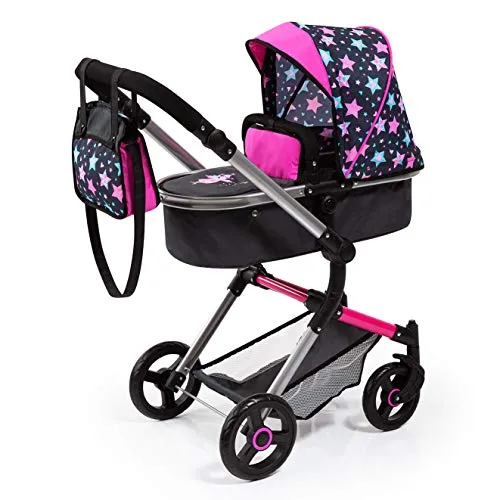 Bayer Design Kombi Puppenwagen Neo Vario - Puppenwagen für Puppen bis 52 cm, umwandelbar in einen Sportwagen mit höhenverstellbarem Griff und schwenkbaren Vorderrädern für einfaches Kurvenfahren.