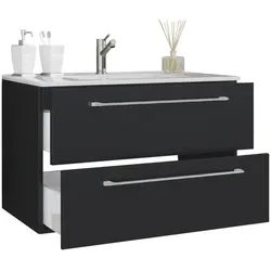 Mid.you Waschtischkombi VCM Badinos, Schwarz, Metall - Badmöbel-Set mit 2 hängenden Schubladen, 81 cm breit, aus robustem Metall für ein modernes Badezimmer.