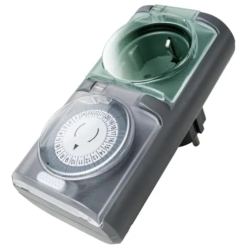 4smile Zeitschaltuhr Aussenbereich IP44 – Für Harte deutsche Wetterbedingungen entwickelt – Timer Steckdose Outdoor & Zeitschalter analog außen, mechanische 24-h Präzision