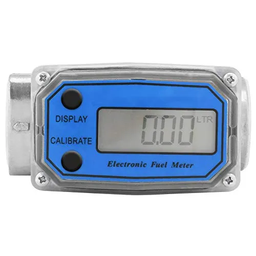 Samfox Turbinen Durchflussmesser 1 Zoll,Peak Flow meter,Durchflussmesser für Diesel Benzin Harnstoff Heizöl, 15–120 L/min NPT Durchflussmesser,mit Digital LCD Display(Blau LLW-25)