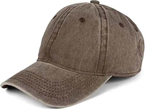 styleBREAKER Unisex Baseball Cap Vintage Look verstellbar 6-Panel Cappy in Washed Optik mit gebogenem Schirm Baumwolle Retro Cap Damen und Herren, Farbe:Dunkelbraun