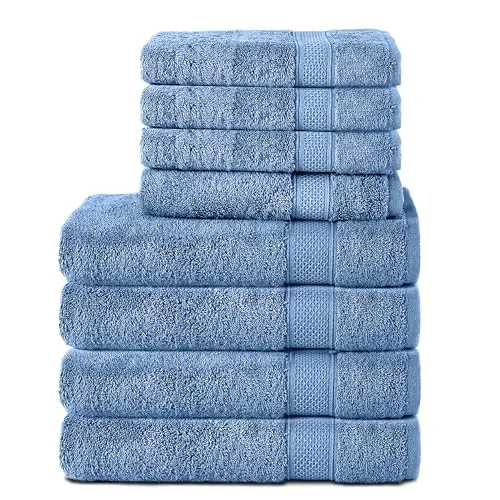 Komfortec 8er Handtuch Set aus 100% Baumwolle - Frottiertuch Set mit 4 Badetüchern (70x140 cm) und 4 Handtüchern (50x100 cm), hautsympathisch und extrem saugstark für besten Wohlfühl-Komfort.