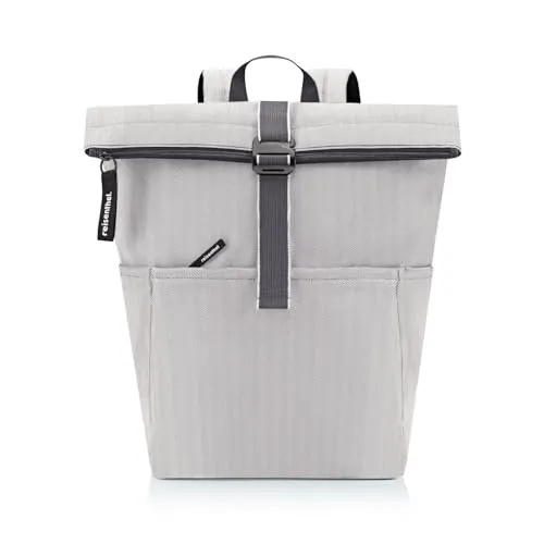 reisenthel Rolltop Backpack Herringbone Grey - Tagesrucksäcke mit modernem Design, geräumigem Hauptfach und nachhaltigem Material aus recycelten PET-Flaschen für umweltbewusste Nutzer.