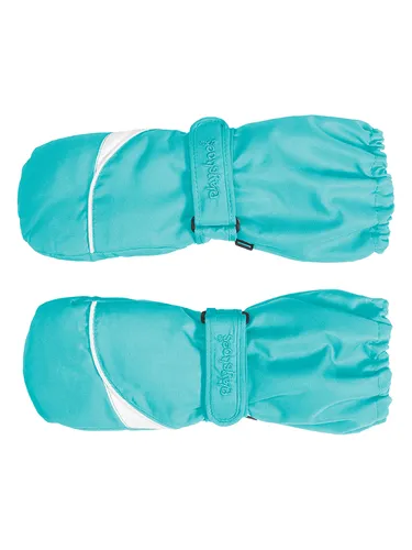 Playshoes Fäustlinge in Türkis, Größe 80-92 - Baby-Handschuhe von Playshoes in cyan, wärmeisolierend und wasserabweisend, ideal für kalte Tage. Mit rutschhemmender Innenhand und reflektierenden Details für mehr Sicherheit.