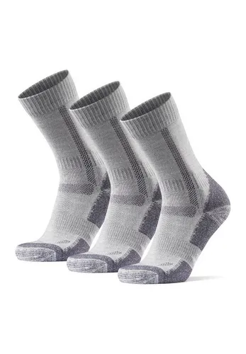KLASSISCHE MERINO WANDERSOCKEN 3-Pack - Grau - 43-47 - Sportsocken aus robuster Merinowoll-Mischung, ideal für Outdoor-Abenteuer. Thermoregulierend, blasenfrei und rutschfest für optimalen Komfort und Langlebigkeit.