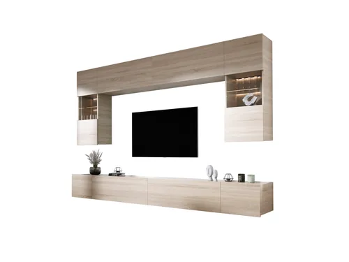 Wohnwand Sonoma-Eiche, Breite: 300 cm, Höhe: VERSTELLBAR cm, Tiefe: 42 cm