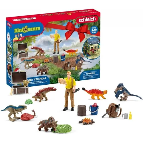 Schleich Dinosaurs Adventskalender 2023 - Abenteuerlicher Spielspaß mit 24 Überraschungen, fördert kreatives Spielen für Kinder ab 5 Jahren