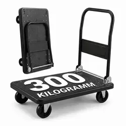 Relaxdays Transportwagen klappbar, bis 300 kg, Plattformwagen mit Griff und 2 Lenkrollen - Der klappbare Transportwagen ist die ideale Lösung für den einfachen Transport schwerer Lasten bis 300 kg. Mit großer Ladefläche und ergonomischem Griff ist er perfekt für Umzüge, Gartenarbeiten oder Einkäufe geeignet.