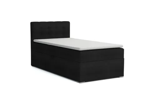Deine Möbel 24 Boxspringbett JUNG 3 inkl. Matratzen H3/H4 mit Topper – Stilvolles Polsterbett für Jugendliche - Das Boxspringbett JUNG 3 bietet elegantes Design und praktischen Stauraum mit einem seitlich aufklappbaren Bettkasten. Ideal für kleine Räume, sorgt der komfortable Topper für erholsamen Schlaf. Verfügbar in 90x200 cm und 100x200 cm.