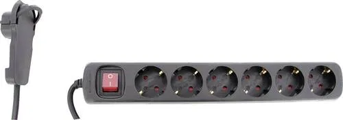 REV 0012626514 Steckdosenleiste mit Schalter 6fach Schwarz Schutzkontakt 1 St.