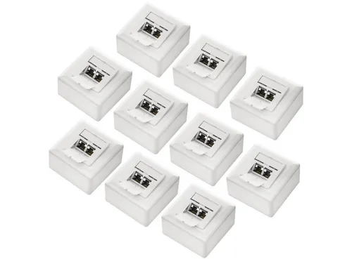 deleyCON CAT6 Netzwerkdose 2x RJ45 geschirmt - Netzwerkadapter für bis zu 1 Gigabit Ethernet, mit Komplettschirmung für optimale Signalqualität und einfache Installation als Aufputz- oder Unterputzdose.